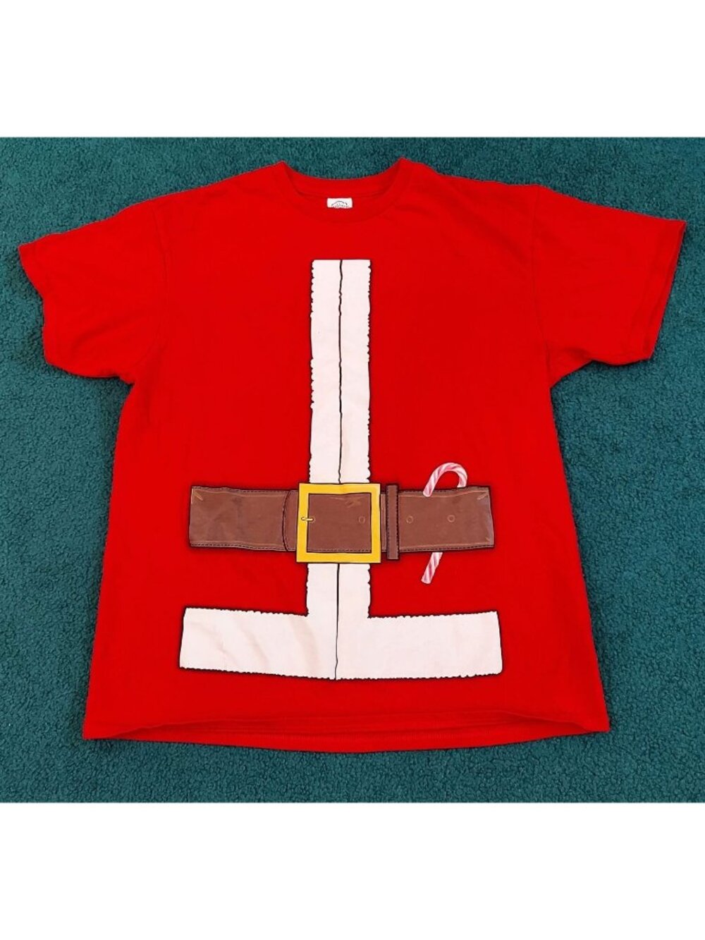 Santa Claus Delta Pro Weight Christmas Outfit Red Candy Cane T-Shirt Size Large